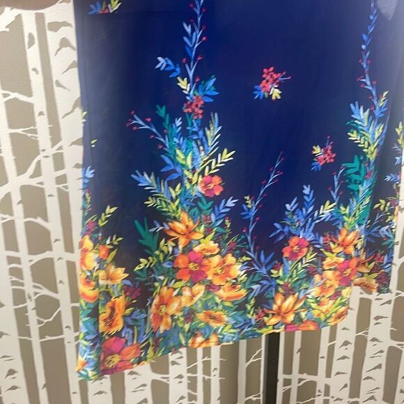 Chenault Smocked Mock Neck Floral Print Sleeveless Blouse 2X - Picture 7 of 8